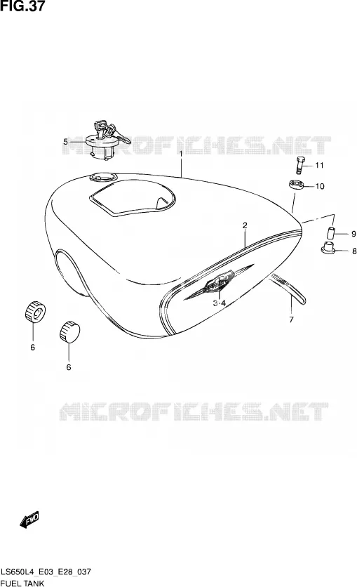 FUEL TANK (LS650L4 E03) Suzuki MOTO 650 SAVAGE 2014  LS650 L4