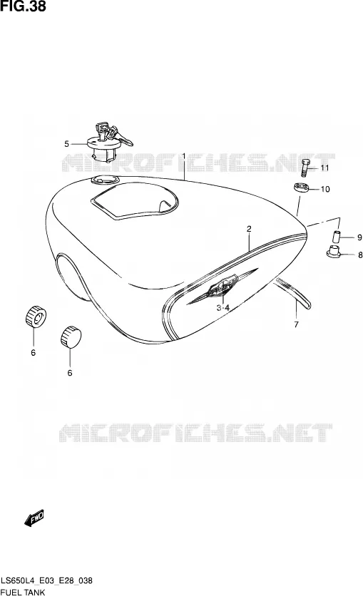 FUEL TANK (LS650L4 E28) Suzuki MOTO 650 SAVAGE 2014  LS650 L4