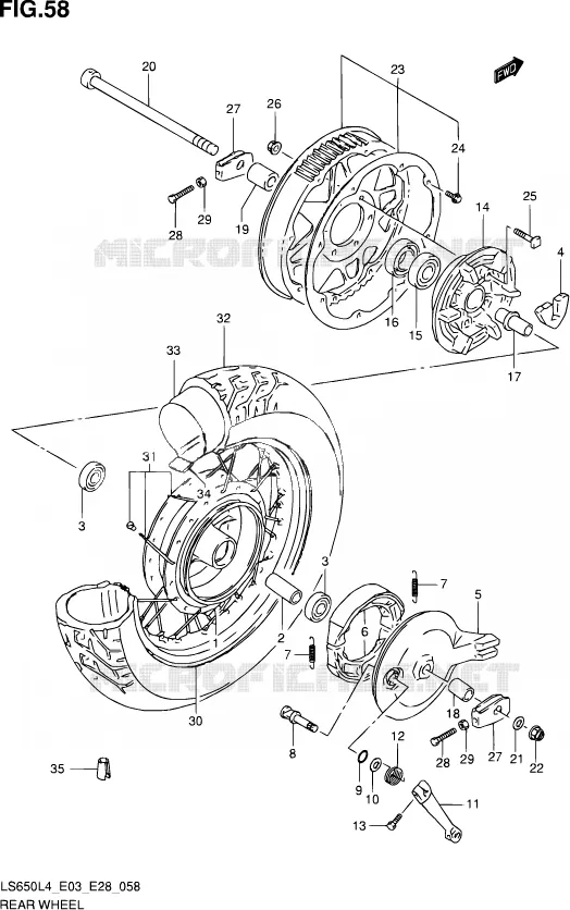 REAR WHEEL Suzuki MOTO 650 SAVAGE 2014  LS650 L4
