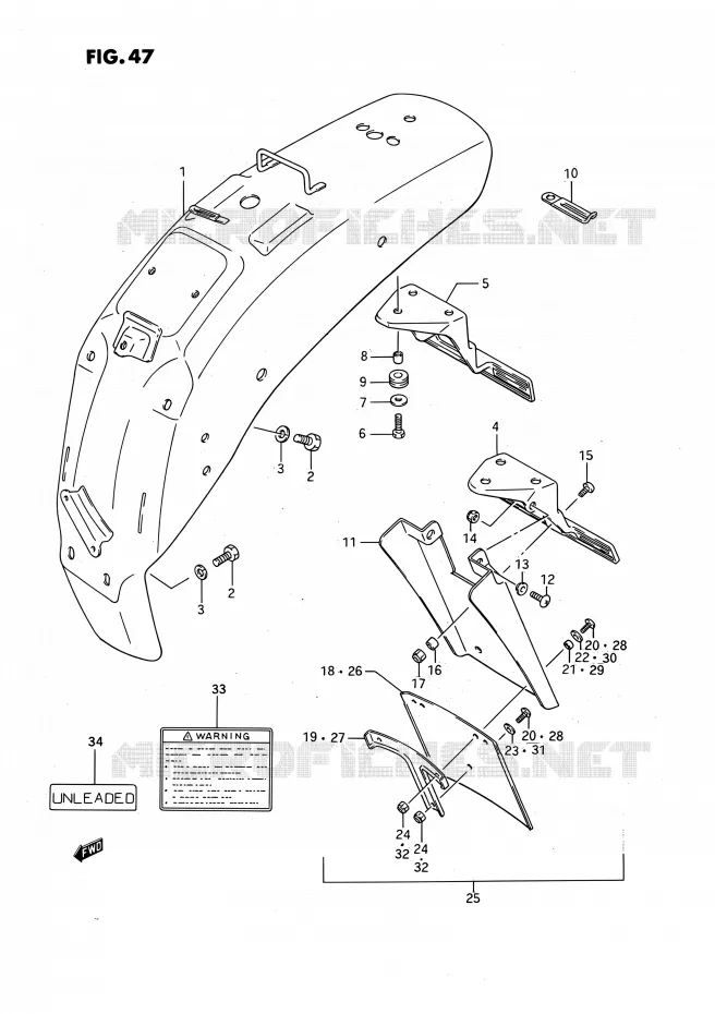 REAR FEDNER Suzuki MOTO 650 SAVAGE 1990  LS650PL(E24)