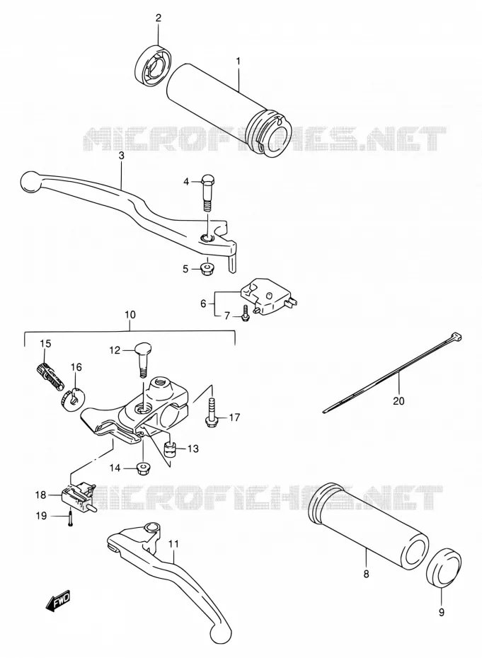 HANDGRIPS - LEVERS  Suzuki MOTO 650 SAVAGE 1999  LS650PX(E22)