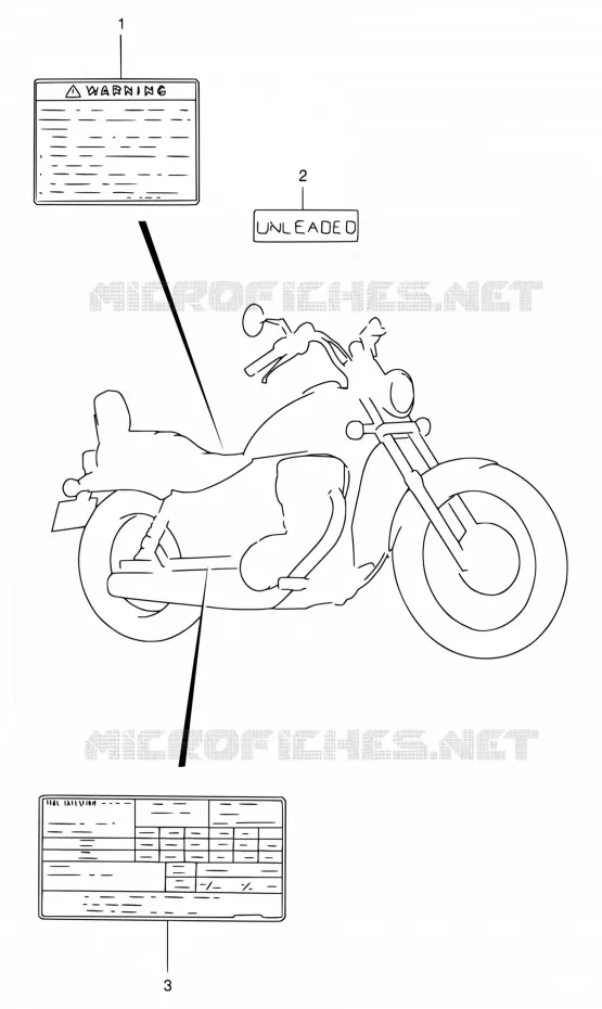 LABEL (MODELE T/V/W/X/Y) Suzuki MOTO 650 SAVAGE 1999  LS650PX(E53)