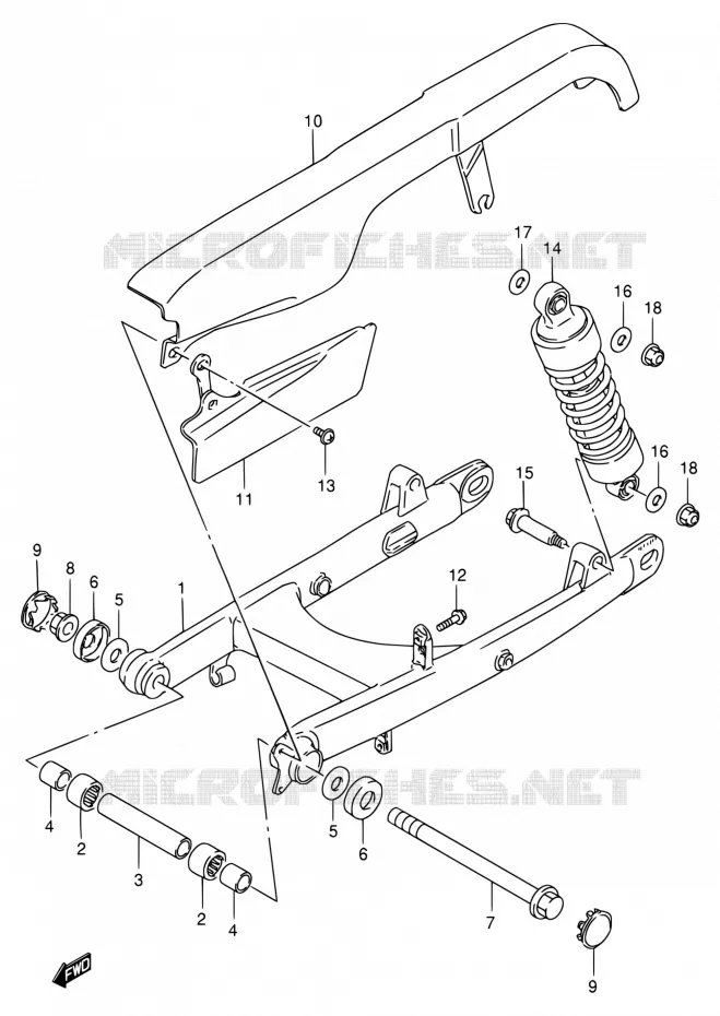 SWINGARM Suzuki MOTO 650 SAVAGE 2000  LS650P Y (E02,E04,E17,E18,E25,E53)