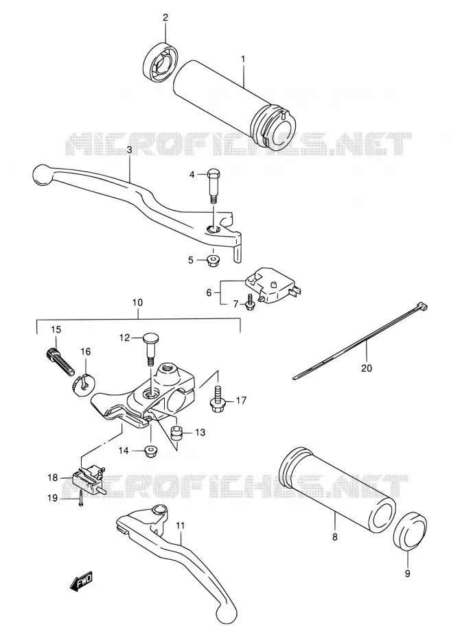 HANDGRIPS - LEVERS  Suzuki MOTO 650 BOULEVARD 2000  LS650P Y (E03,E28,E33)