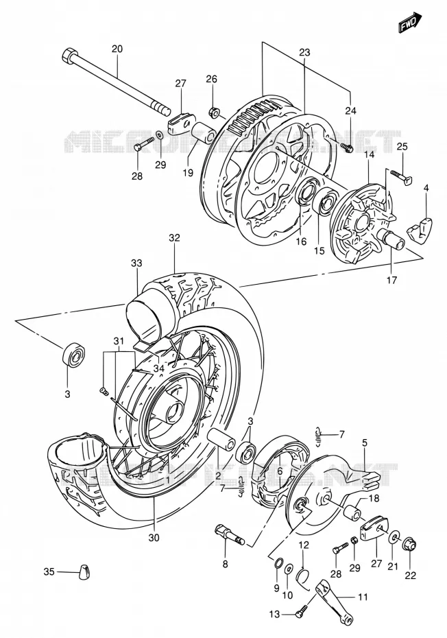REAR WHEEL Suzuki MOTO 650 SAVAGE 2000  LS650PY(E22)