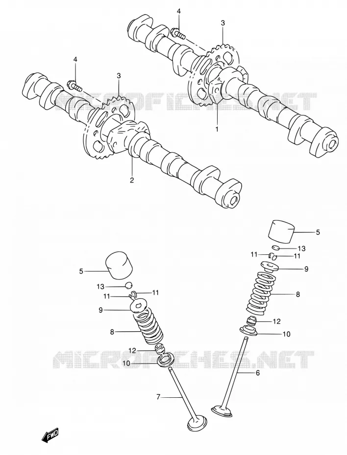 CAMSHAFT - VALVES Suzuki MOTO 600 RF 1993  RF600RP/RF600RUP