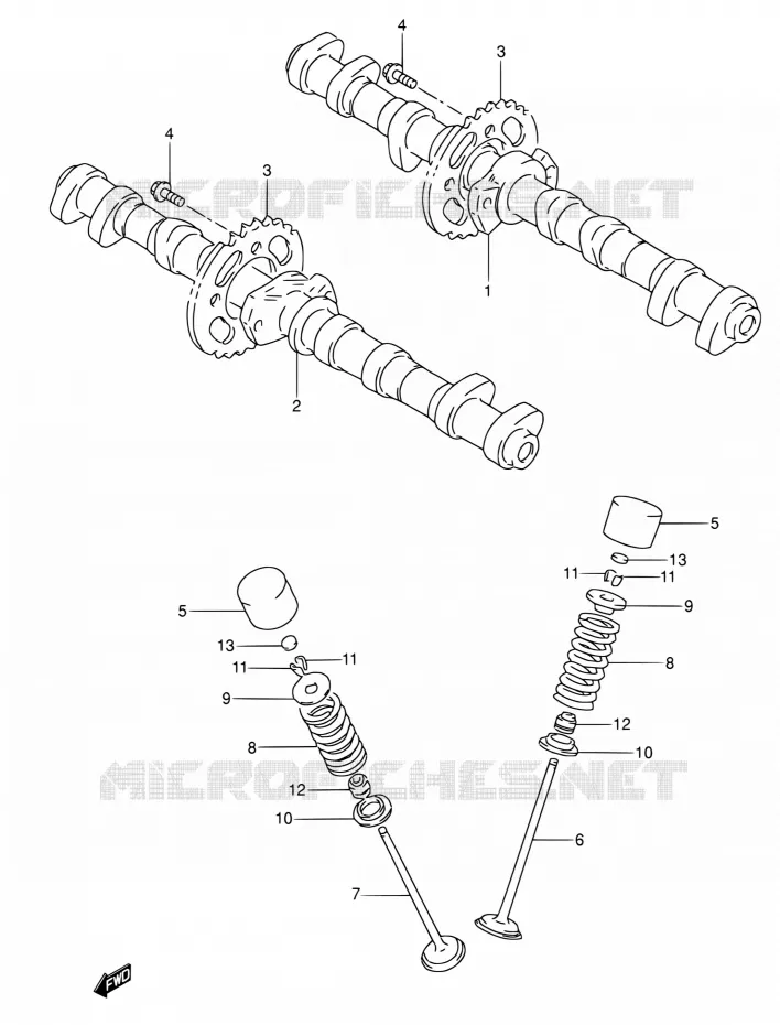 CAMSHAFT - VALVES Suzuki MOTO 600 RF 1994  RF600RR/RF600RUR