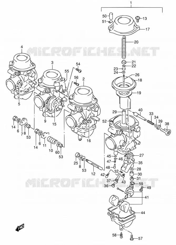 CARBURETOR (MODELE P/R) Suzuki MOTO 600 RF 1994  RF600RR/RF600RUR