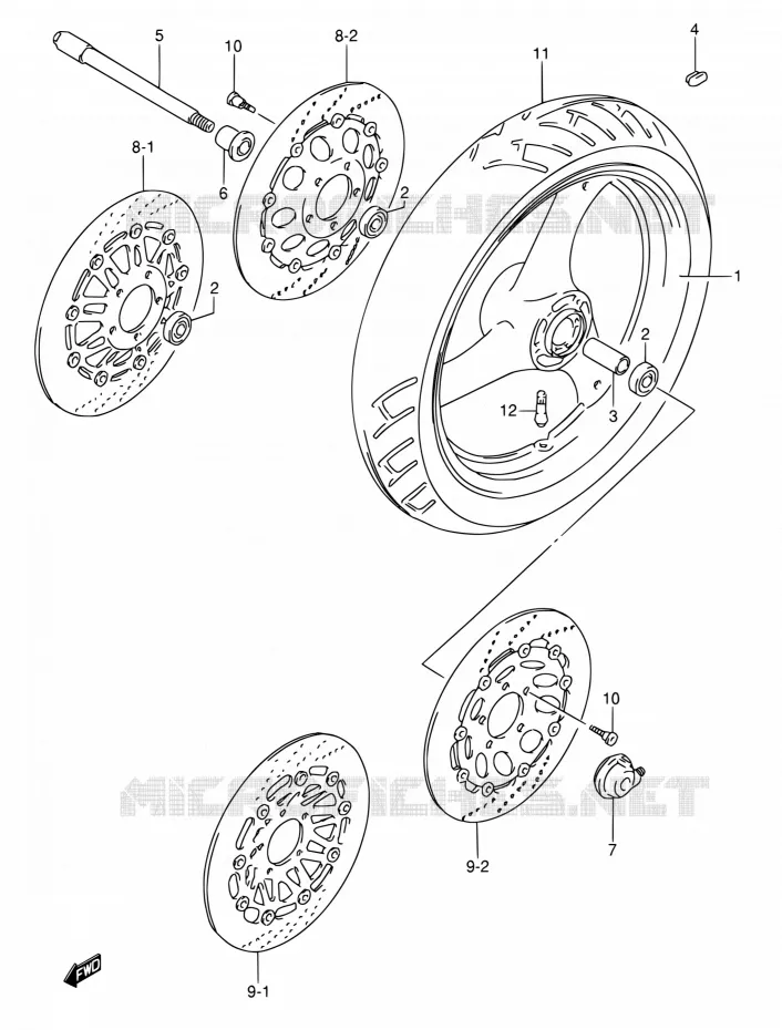 FR. WHEEL (MODELE P/R) Suzuki MOTO 600 RF 1994  RF600RR/RF600RUR