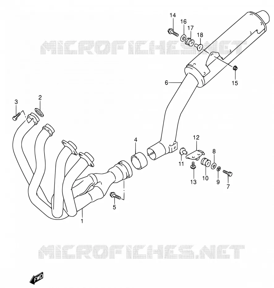 MUFFLER (MODELE P/R) Suzuki MOTO 600 RF 1994  RF600RR/RF600RUR