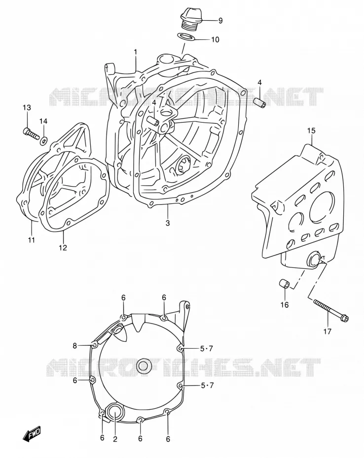 CRACKCASE COVER Suzuki MOTO 600 RF 1995  RF600RS/RF600RUS