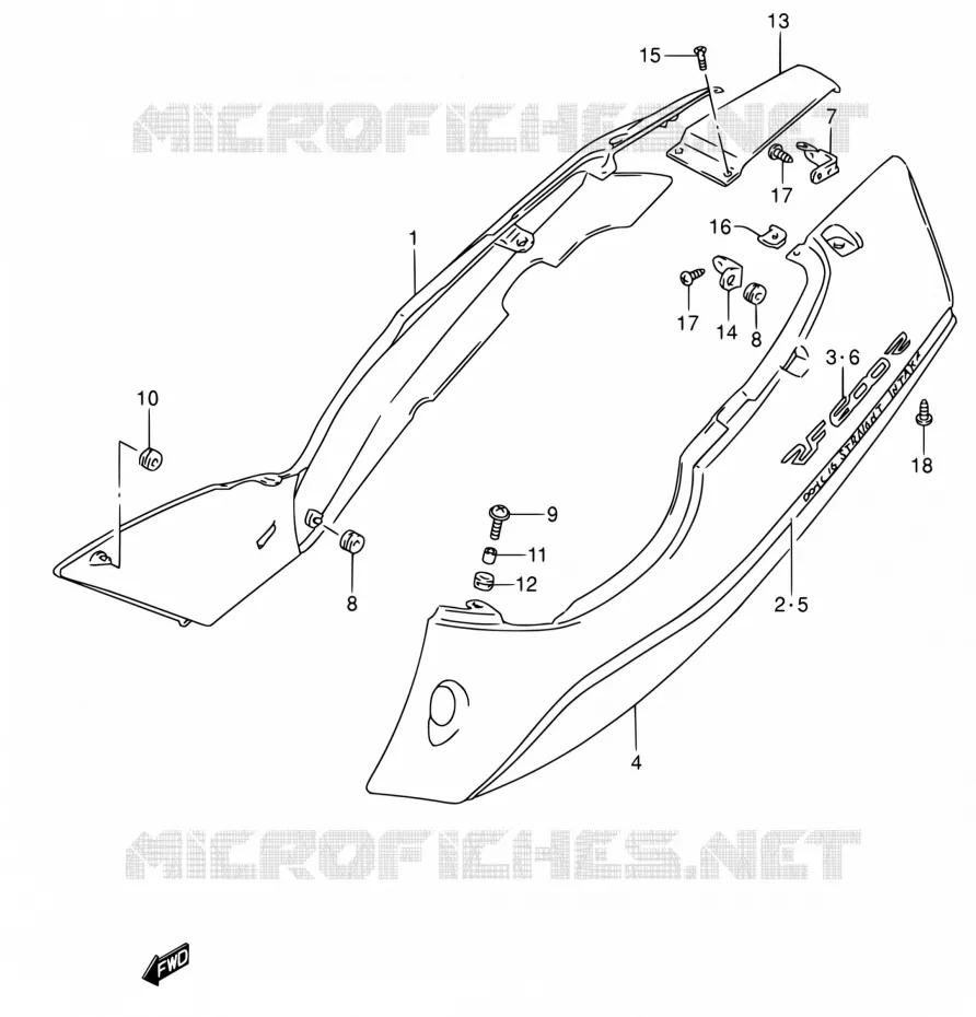 FAIRING  (MODELE P/R/S/T) Suzuki MOTO 600 RF 1995  RF600RS/RF600RUS