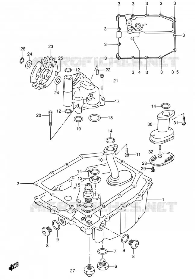 OIL PAN - OIL PUMP Suzuki MOTO 600 RF 1995  RF600RS/RF600RUS
