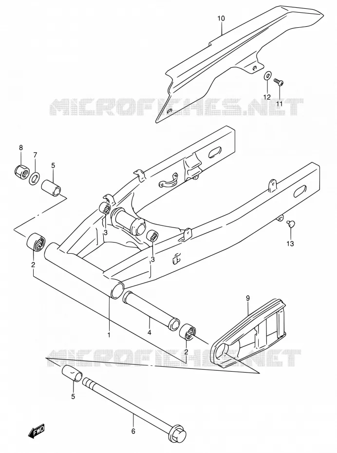 REAR SWING ARM (MODELE P/R/S) Suzuki MOTO 600 RF 1995  RF600RS/RF600RUS