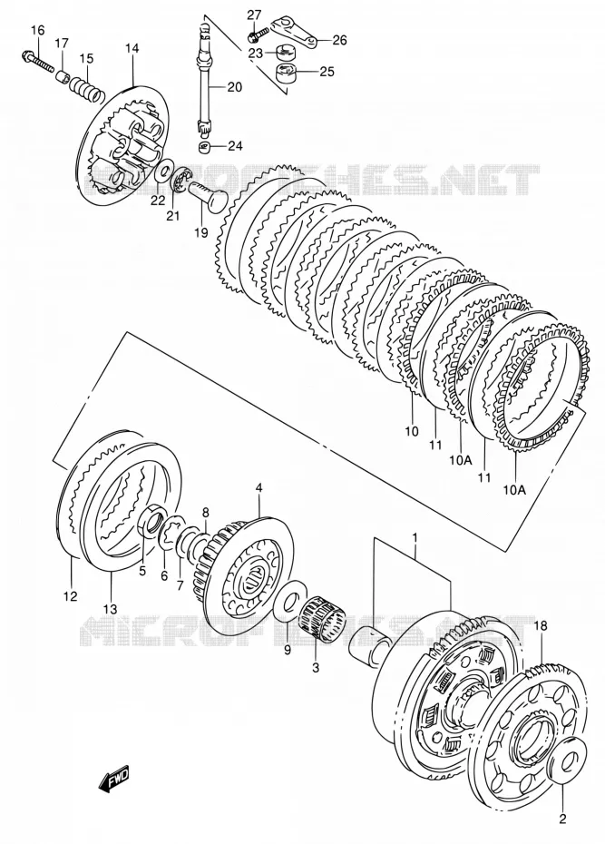 CLUTCH (MODELE S/T/V) Suzuki MOTO 600 RF 1997  RF600R V/RF600RU V