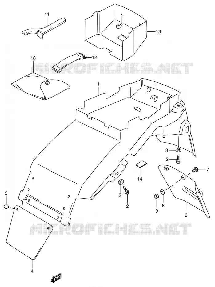 REAR FEDNER (MODELE T/V) Suzuki MOTO 600 RF 1997  RF600R V/RF600RU V