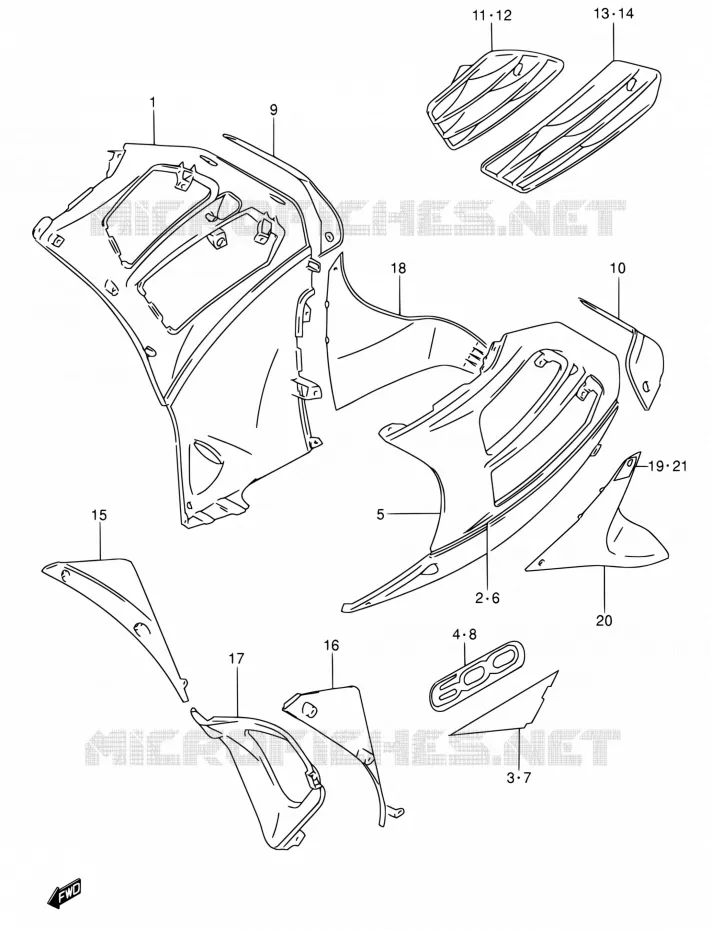 UNDER COWLING (MODELE V) Suzuki MOTO 600 RF 1997  RF600R V/RF600RU V