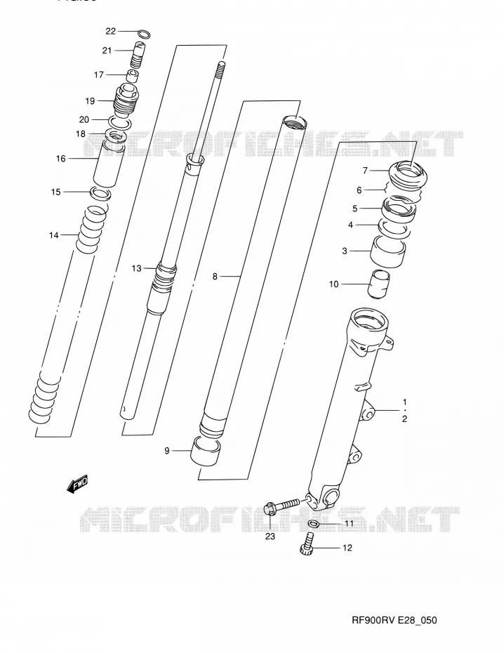 FRONT FORK (MODELE R/S) Suzuki MOTO 900 RF 1995  RF900RZ S (E03,E28,E33)