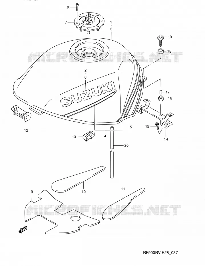 FUEL TANK (MODELE R/S) Suzuki MOTO 900 RF 1995  RF900RZ S (E03,E28,E33)