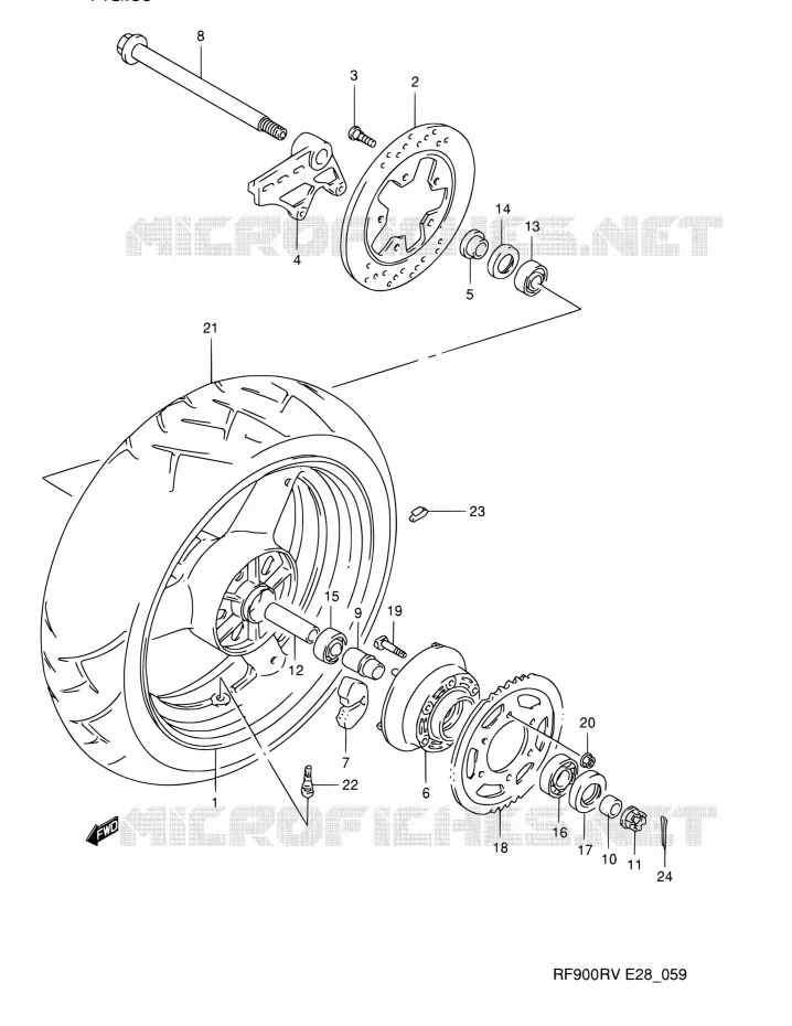 REAR WHEEL (MODELE R/S) Suzuki MOTO 900 RF 1995  RF900RZ S (E03,E28,E33)