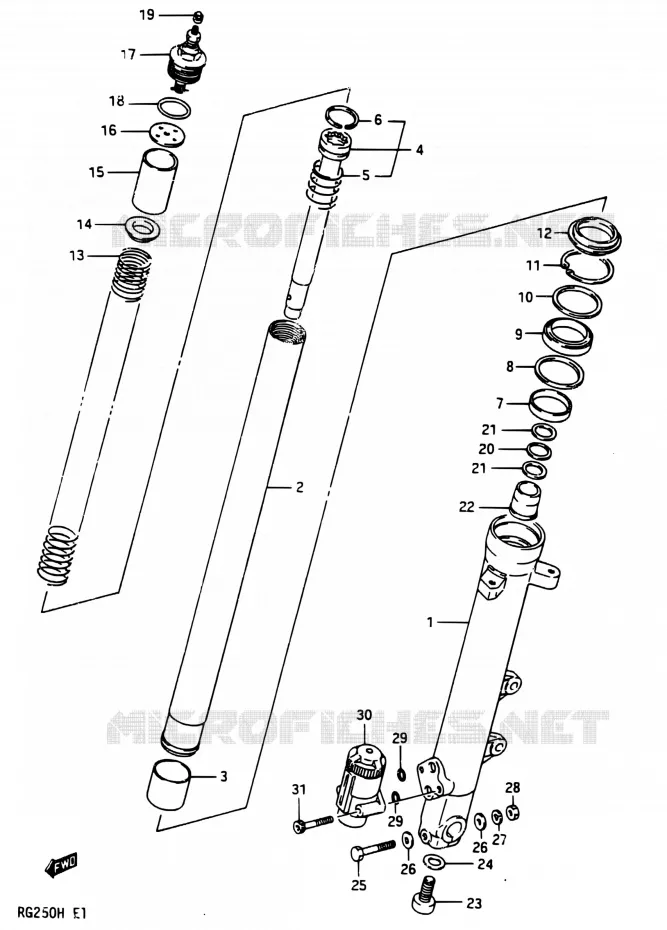 FRONT RH DAMPER Suzuki MOTO 250 RG 1987  RG250 H/RG250F H
