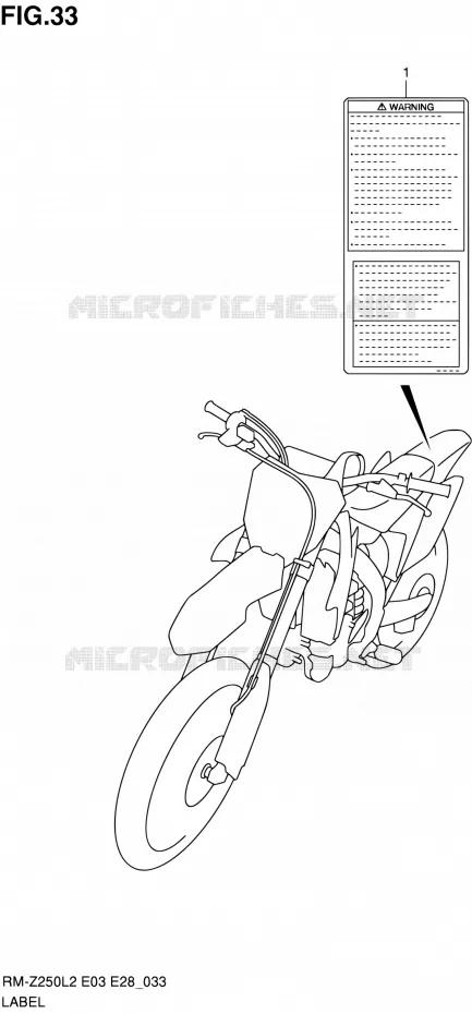 LABEL (RM-Z250L2 E03) Suzuki MOTO 250 RM-Z 2012  RM-Z250 L2 (E03,E28,E33)