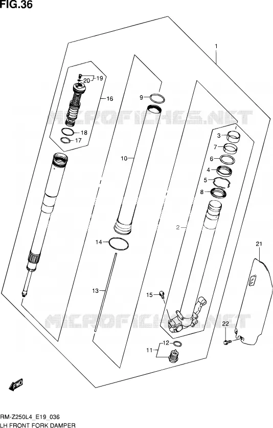 FRONT LEFT FORK LEG Suzuki MOTO 250 RM-Z 2014  RM-Z250 L4 (E19)