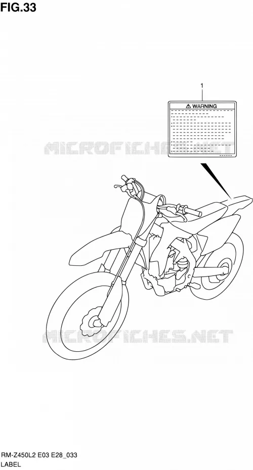 LABEL (RM-Z4501L2 E28) Suzuki MOTO 450 RM-Z 2012  RM-Z450 L2 (E03,E28,E33)