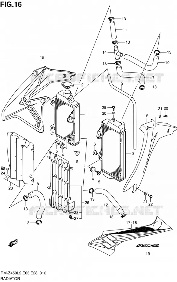 RADIATOR Suzuki MOTO 450 RM-Z 2012  RM-Z450 L2 (E03,E28,E33)