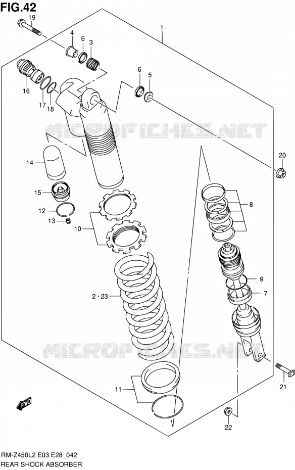 REAR DAMPER (RM-Z4501L2 E28) Suzuki MOTO 450 RM-Z 2012  RM-Z450 L2 (E03,E28,E33)