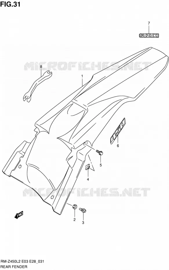 REAR FEDNER Suzuki MOTO 450 RM-Z 2012  RM-Z450 L2 (E03,E28,E33)