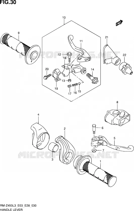 HANDGRIPS - LEVERS  Suzuki MOTO 450 RM-Z 2013  RM-Z450 L3 (E03,E28,E33)
