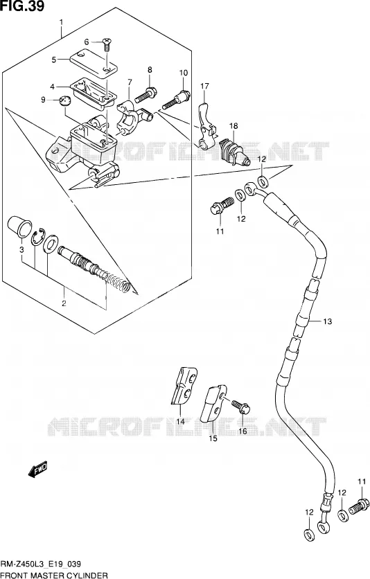 FR. MASTER CYLINDER Suzuki MOTO 450 RM-Z 2013  RM-Z450 L3 (E19)
