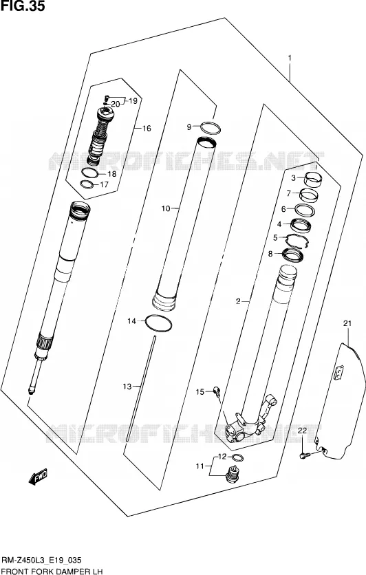 FRONT LEFT FORK LEG Suzuki MOTO 450 RM-Z 2012  RM-Z450 L3 (E19)