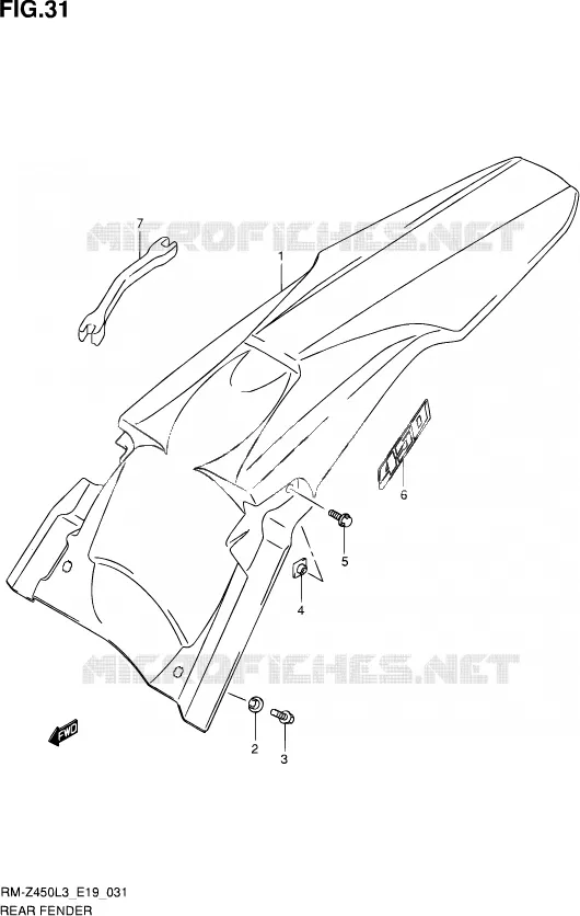 REAR FEDNER Suzuki MOTO 450 RM-Z 2013  RM-Z450 L3 (E19)