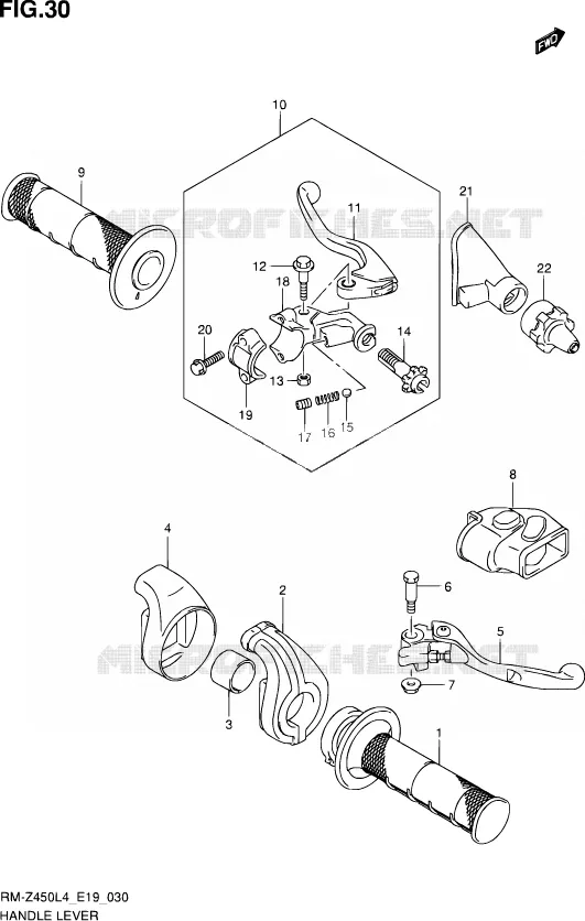 HANDGRIPS - LEVERS  Suzuki MOTO 450 RM-Z 2015  RM-Z450 L4 (E19)
