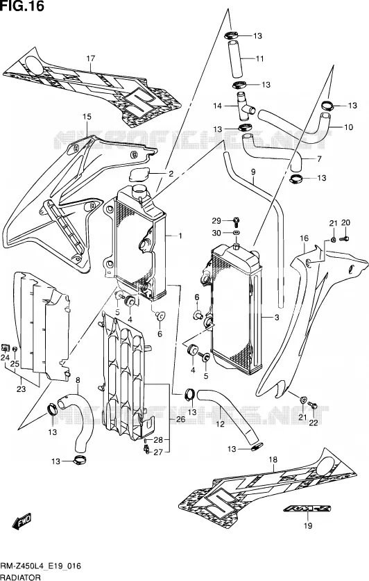 RADIATOR Suzuki MOTO 450 RM-Z 2014  RM-Z450 L4 (E19)