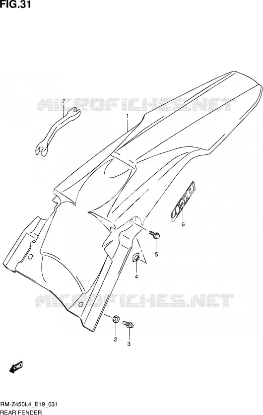 REAR FEDNER Suzuki MOTO 450 RM-Z 2015  RM-Z450 L4 (E19)