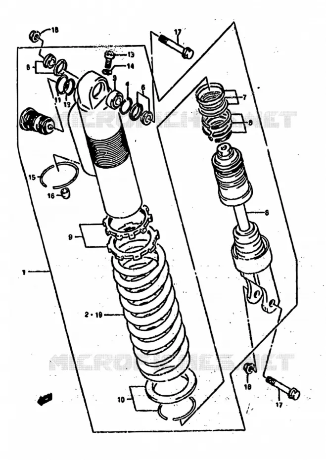 SHOCK ABSORBER (MODELE S) Suzuki MOTO 250 RM 1995  RM250 S (E02,E04,E24,P37)