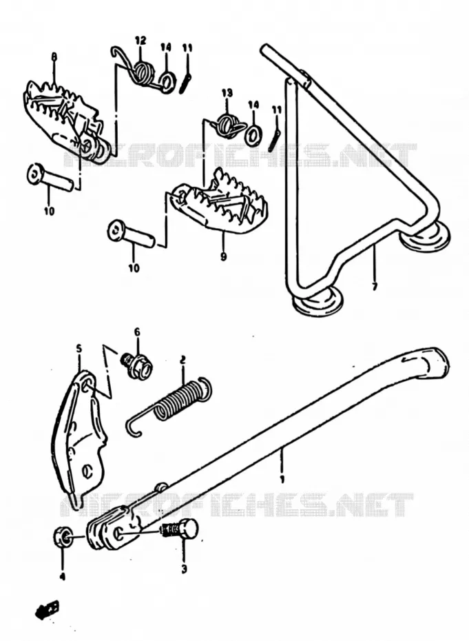 STAND - FOOTREST Suzuki MOTO 250 RM 1995  RM250 S (E02,E04,E24,P37)
