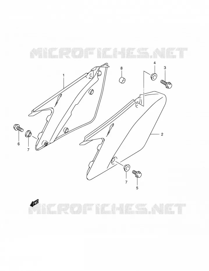 FAIRING  (MODELE K2) Suzuki MOTO 250 RM 2002  RM250 K2 (E02,E04,E24)