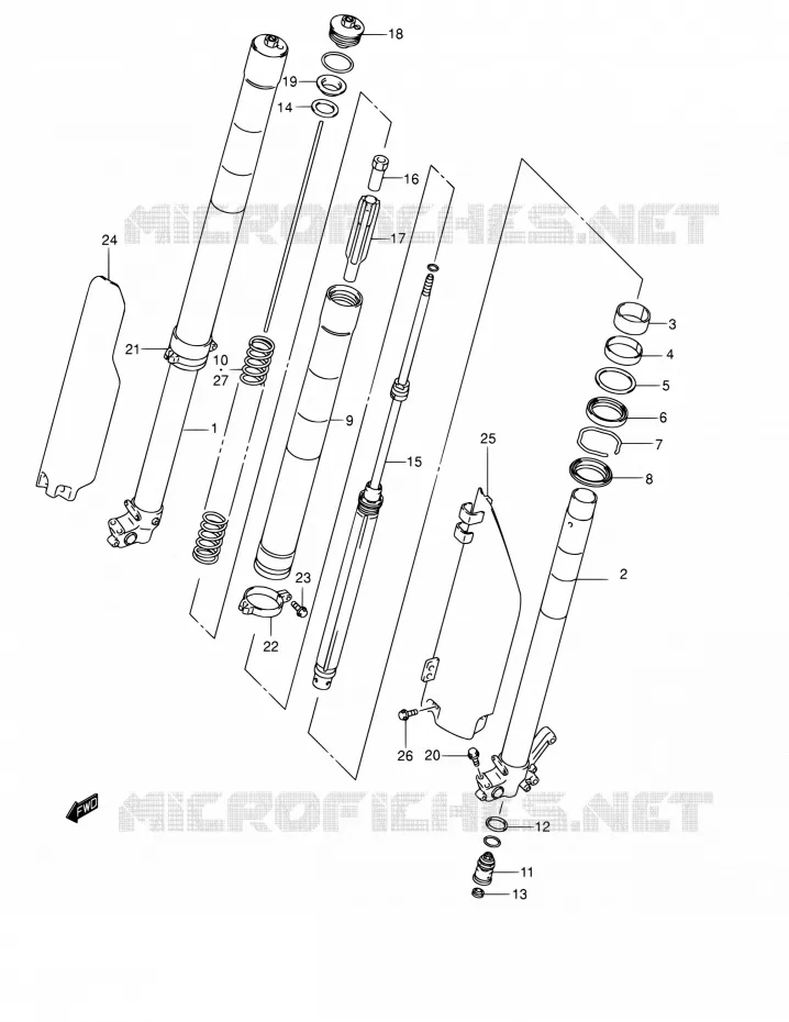 FRONT FORK (MODELE K2) Suzuki MOTO 250 RM 2002  RM250 K2 (E02,E04,E24)
