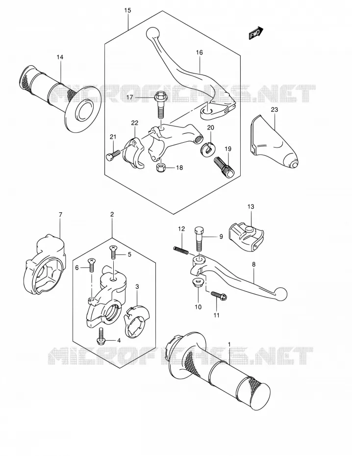 HANDGRIPS - LEVERS  Suzuki MOTO 250 RM 2002  RM250 K2 (E02,E04,E24)