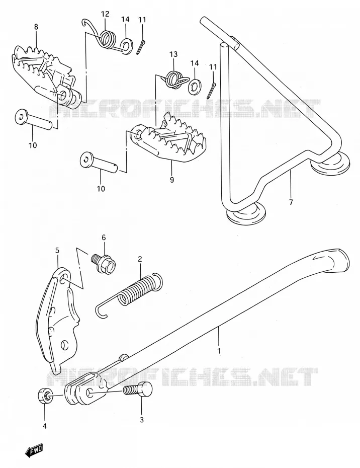 STAND - FOOTREST Suzuki MOTO 250 RM 1995  RM250 S (E03,E28,E33)