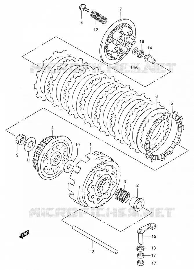 CLUTCH Suzuki MOTO 250 RM 2000  RM250 Y (E03,E28,E33)