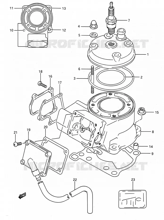 CYLINDER (MODELE M/N/P/R/S) Suzuki MOTO 80 RM 1995  RM80 S (E03,E28,E33)