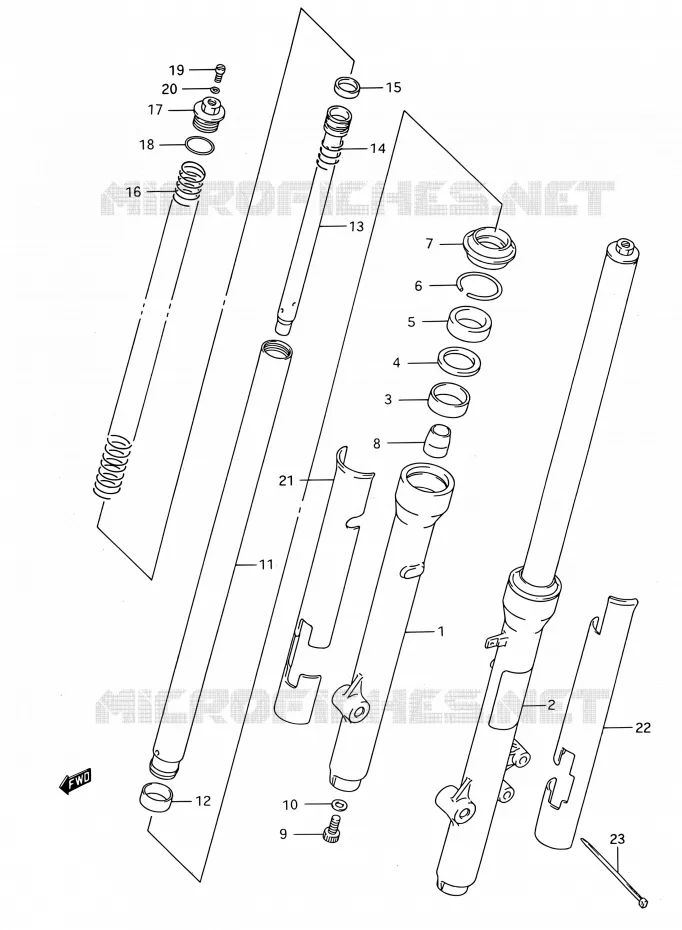 FRNT FORK (MODELE S) Suzuki MOTO 80 RM 1995  RM80 S (E03,E28,E33)