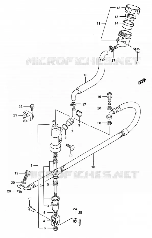 REAR BRAKE MASTER CYLINDER (MODELE M/N/P/R/S) Suzuki MOTO 80 RM 1995  RM80 S (E03,E28,E33)