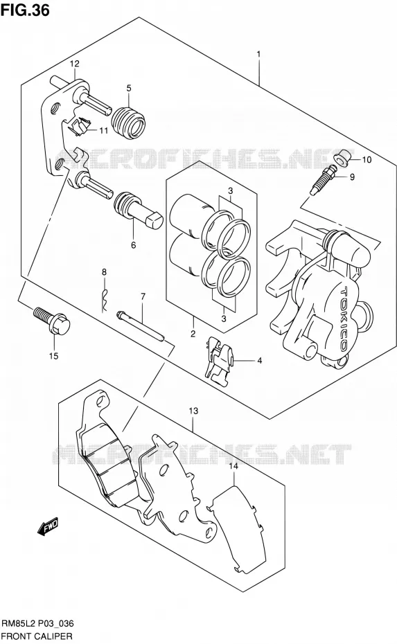 FRONT CALIPER Suzuki MOTO 85 RM 2012  RM85L L2 (P03,P28.P33)