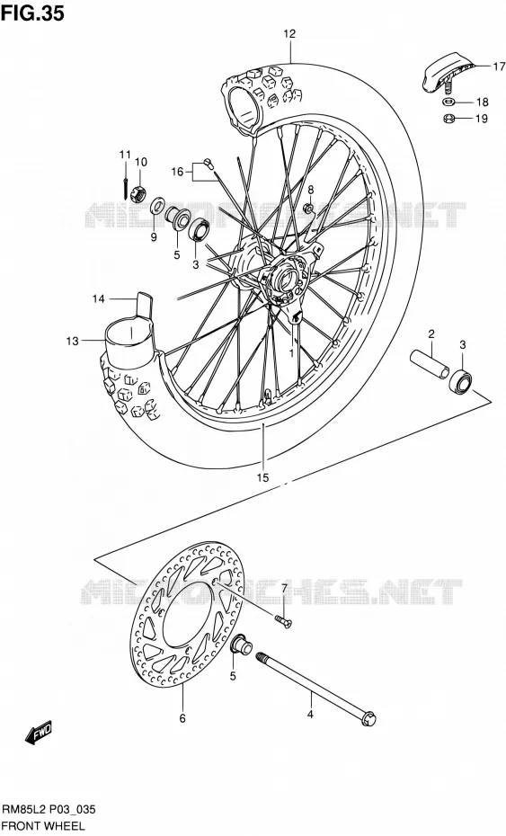 FRONT WHEEL (RM85LL2 P03) Suzuki MOTO 85 RM 2012  RM85L L2 (P03,P28.P33)